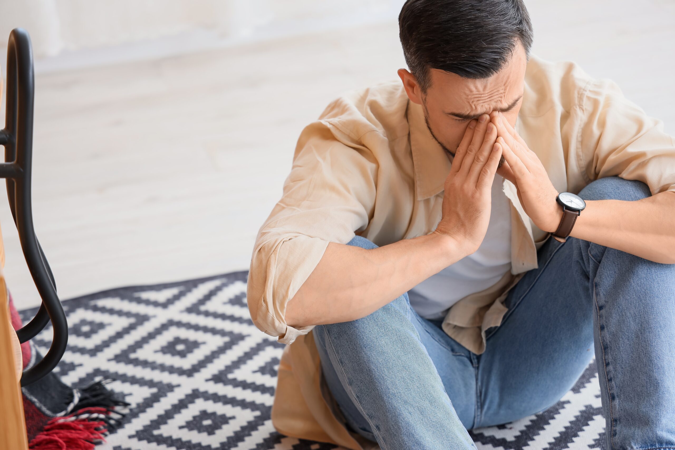 man suffering from ptsd